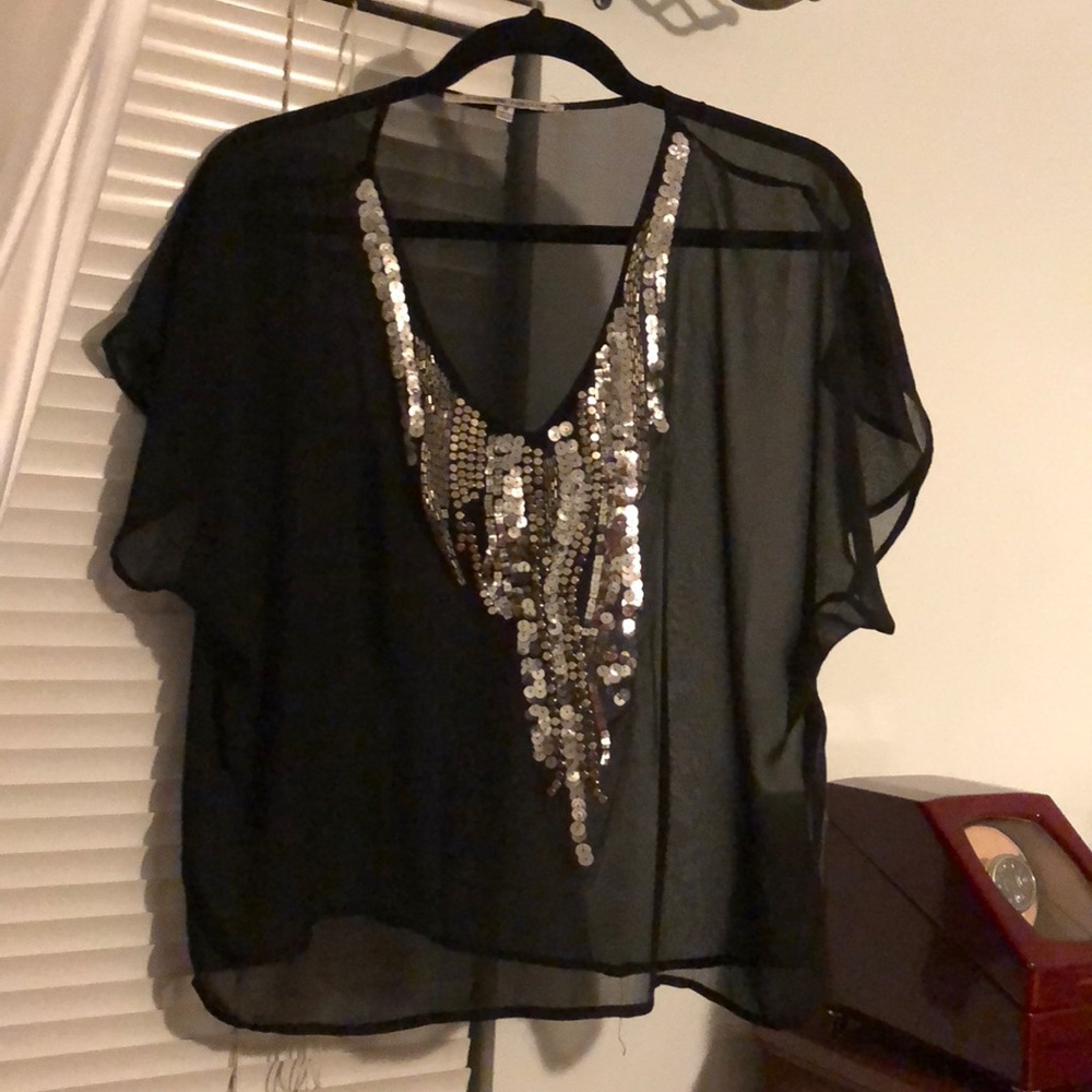 Collective Concepts Black Embellished Top Size S